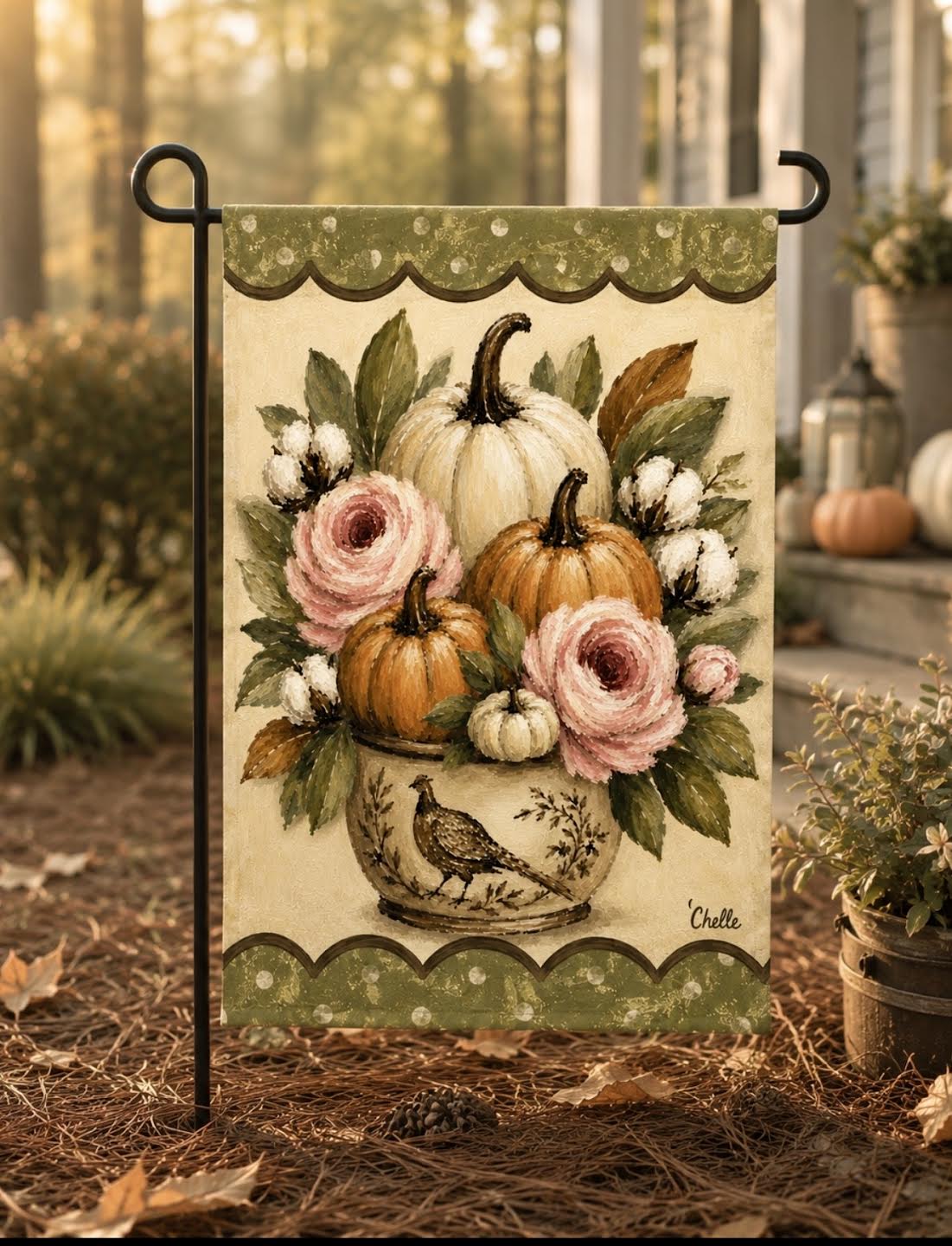 Garden Flag: Pumpkins in a Vase