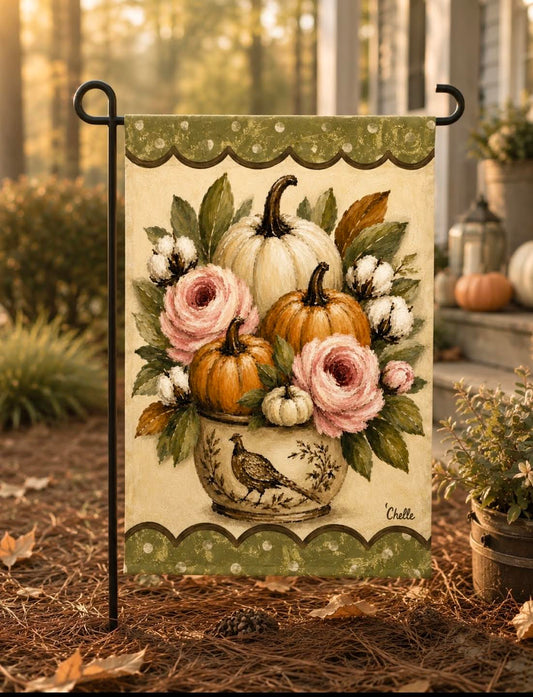 Garden Flag: Pumpkins in a Vase