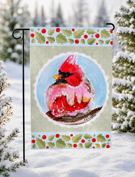 Garden Flag; Christmas Cardinal
