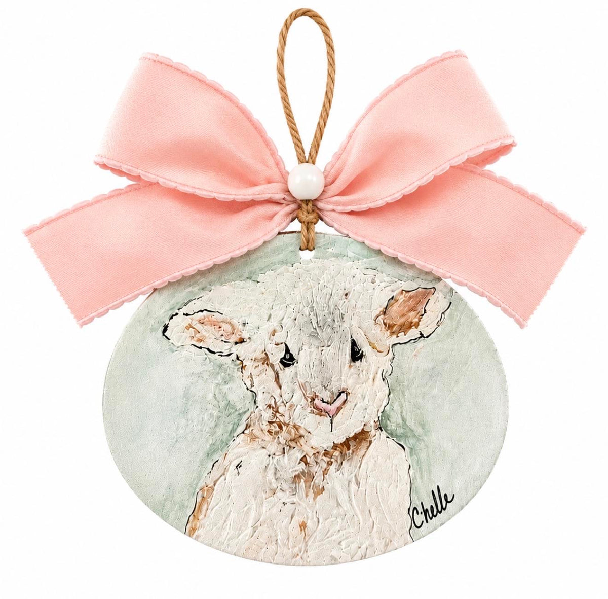 Easter Basket Tags & Wreath Attachments: Round Lamb
