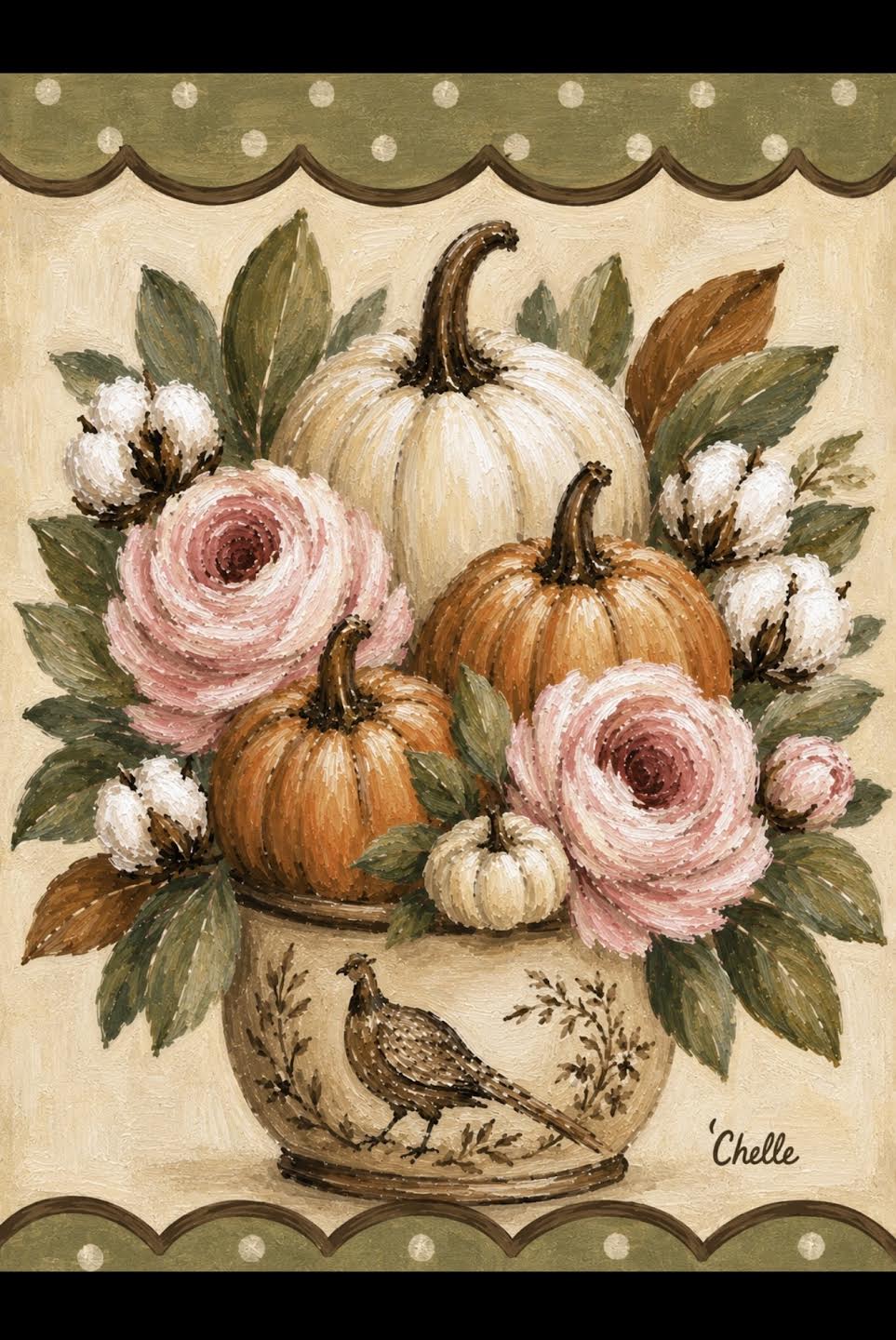 Garden Flag: Pumpkins in a Vase
