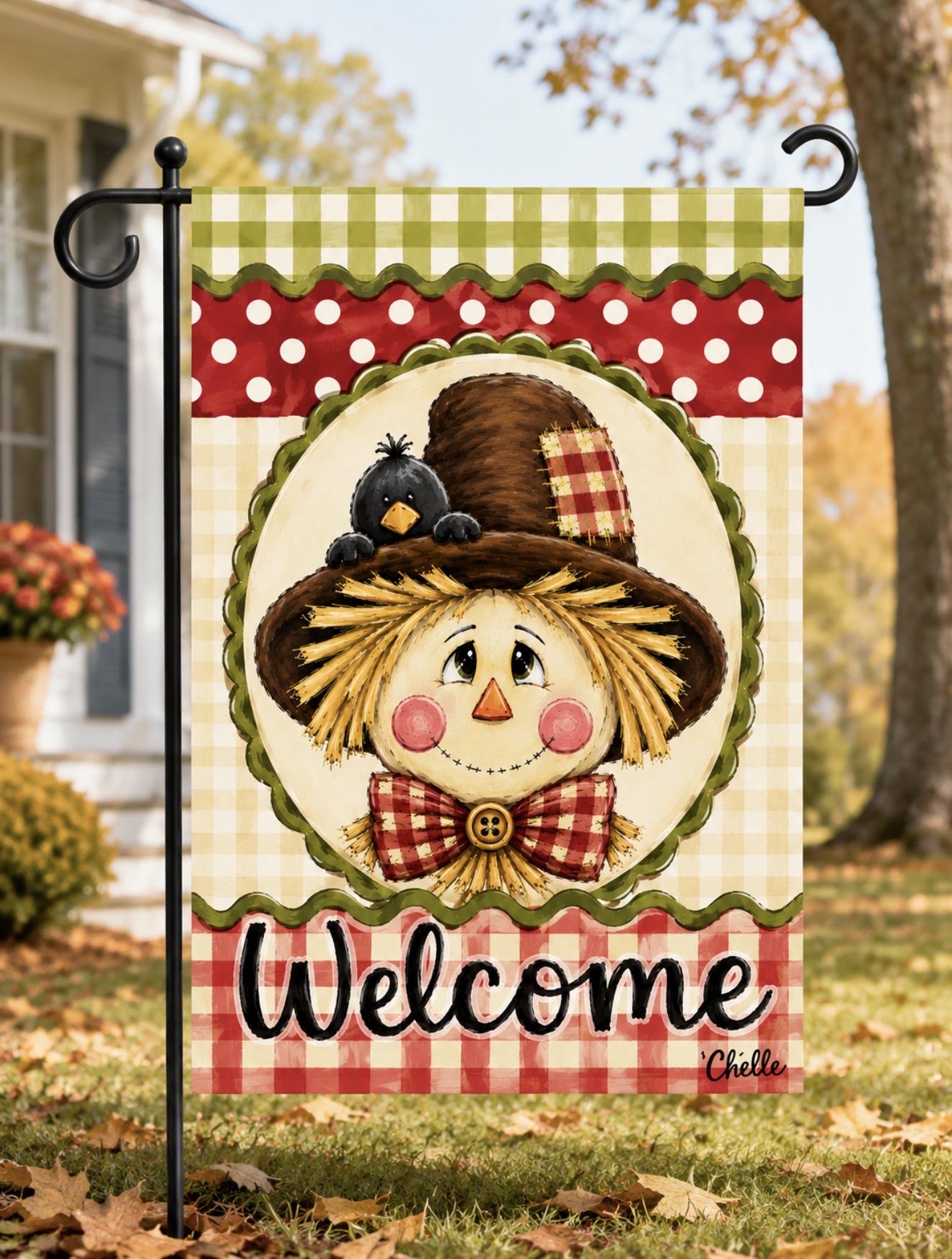 Garden Flag: Fall Thanksgiving Scarecrow
