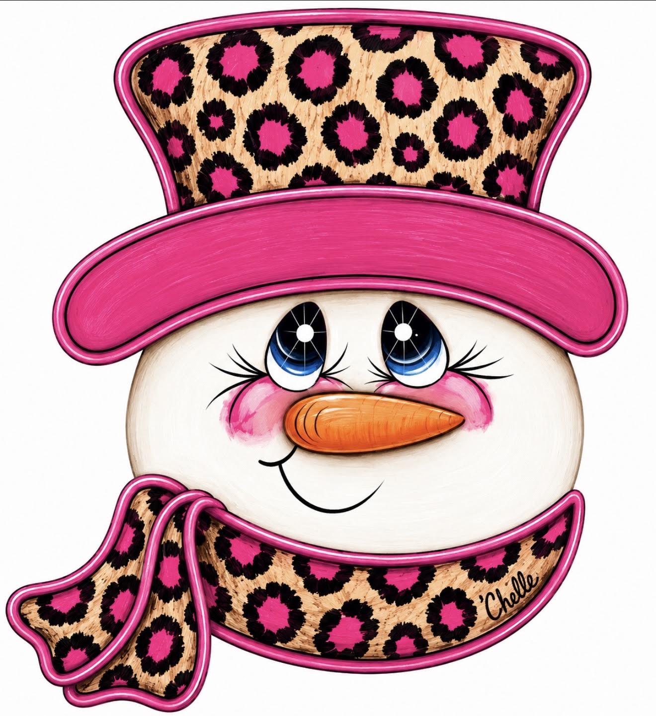 Christmas Ornament: Pink Leopard Skin Snowman