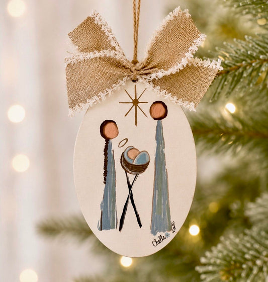 Christmas Ornament: Three in Blue Nativity
