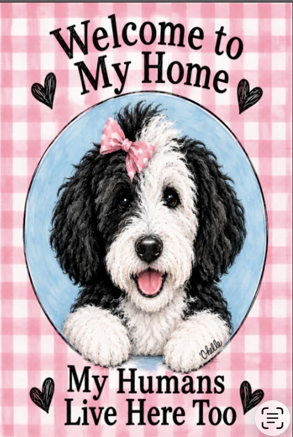 Garden Flag:  Bella the Black & White Doodle