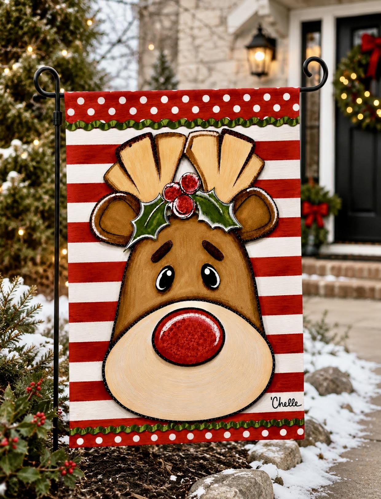 Garden Flag: Hollis the Reindeer