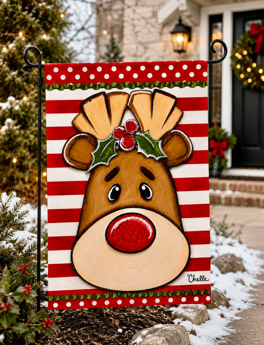 Garden Flag: Hollis the Reindeer