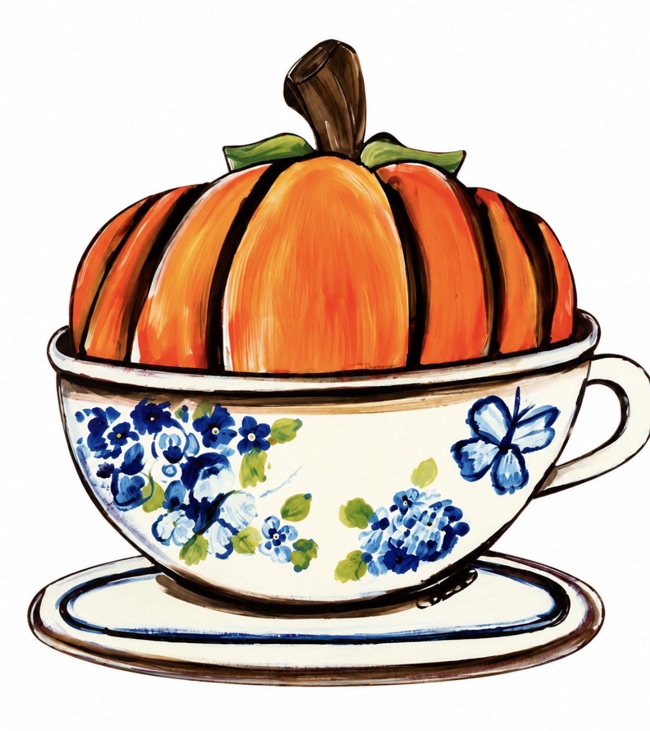 Seasonal & Everyday Toppers:  Pumpkin in a Teacup