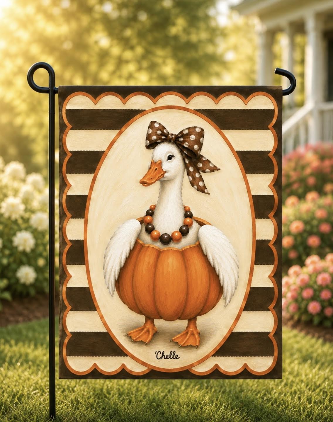 Garden Flag: Pumpkin Patch Goose