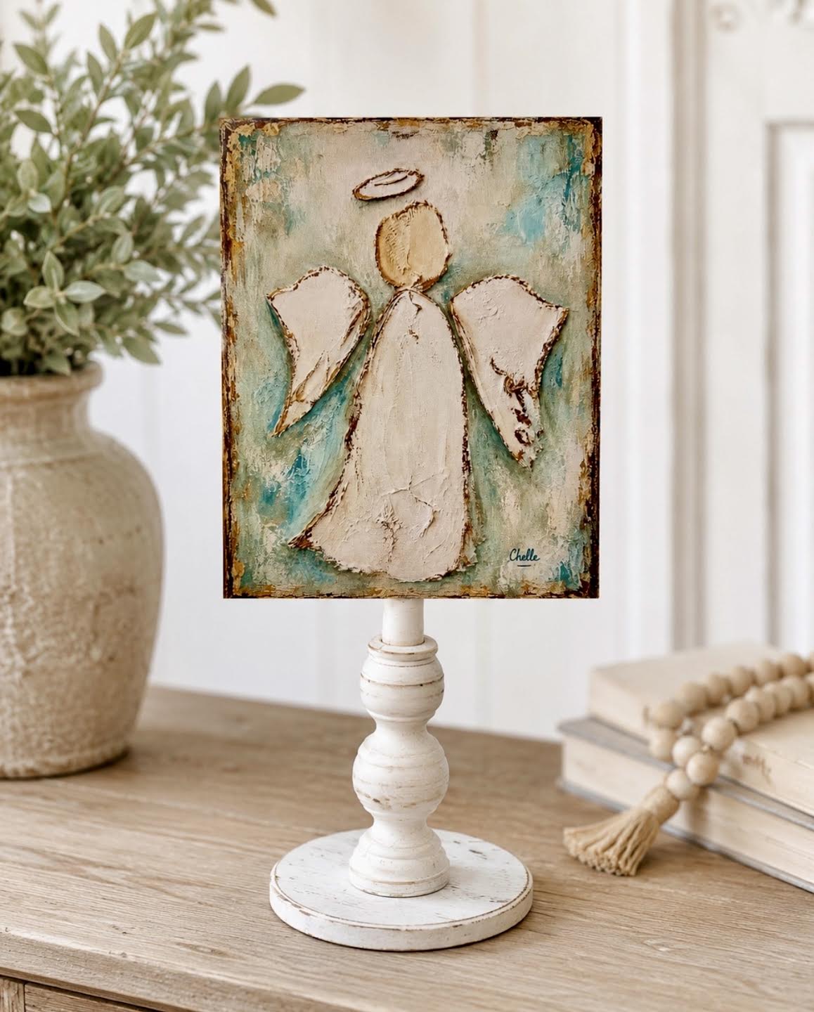 Seasonal & Everyday Topper: Angel in White and Aqua