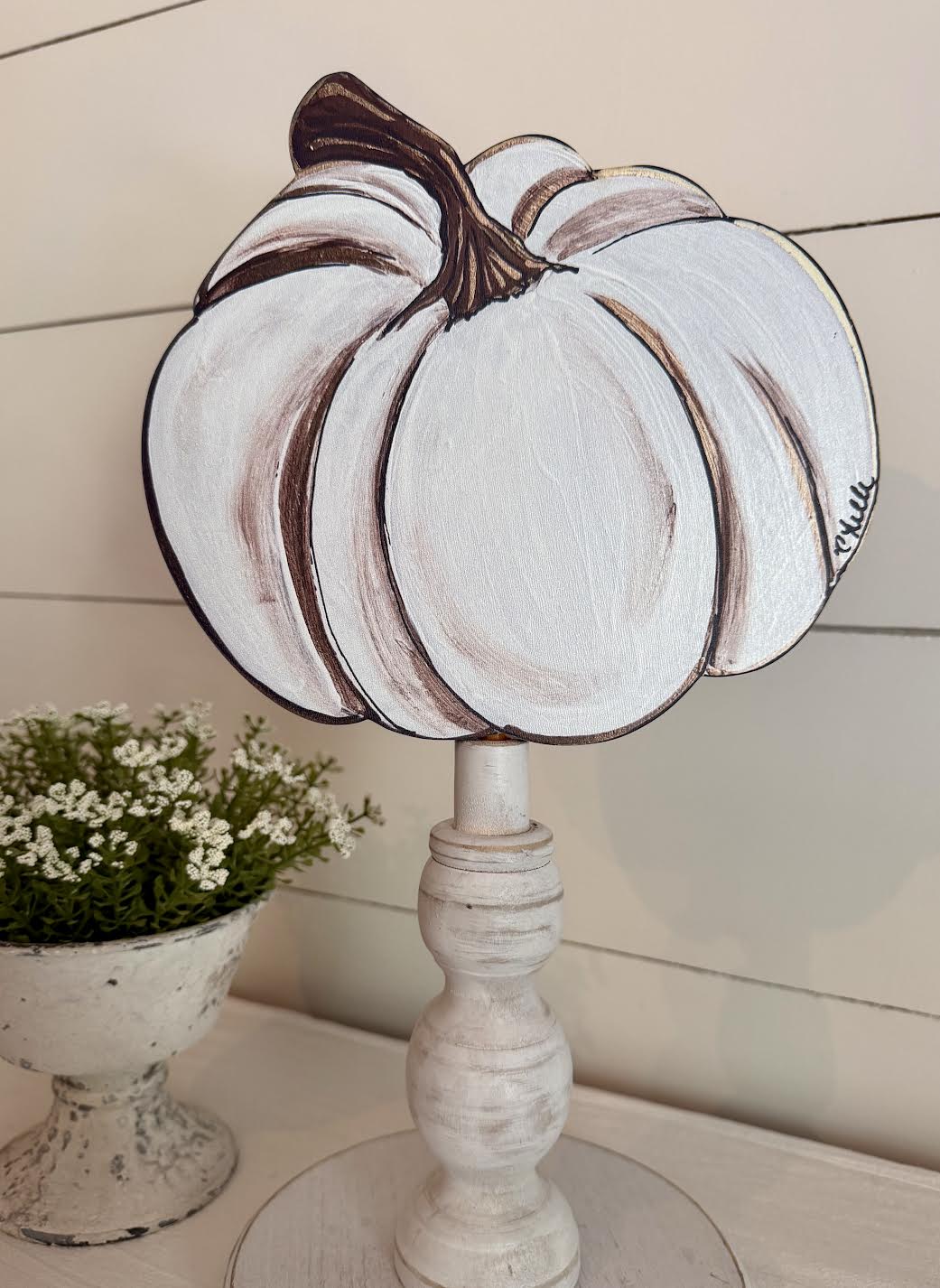 Seasonal & Everyday Topper:  White Pumpkin