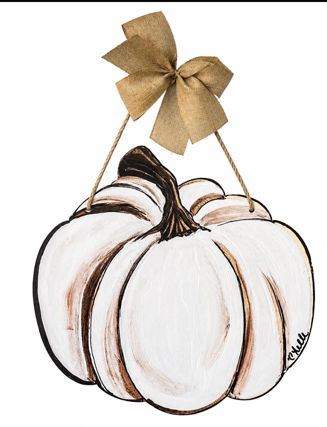 Door Hanger: Fall, Thanksgiving, White Pumpkin