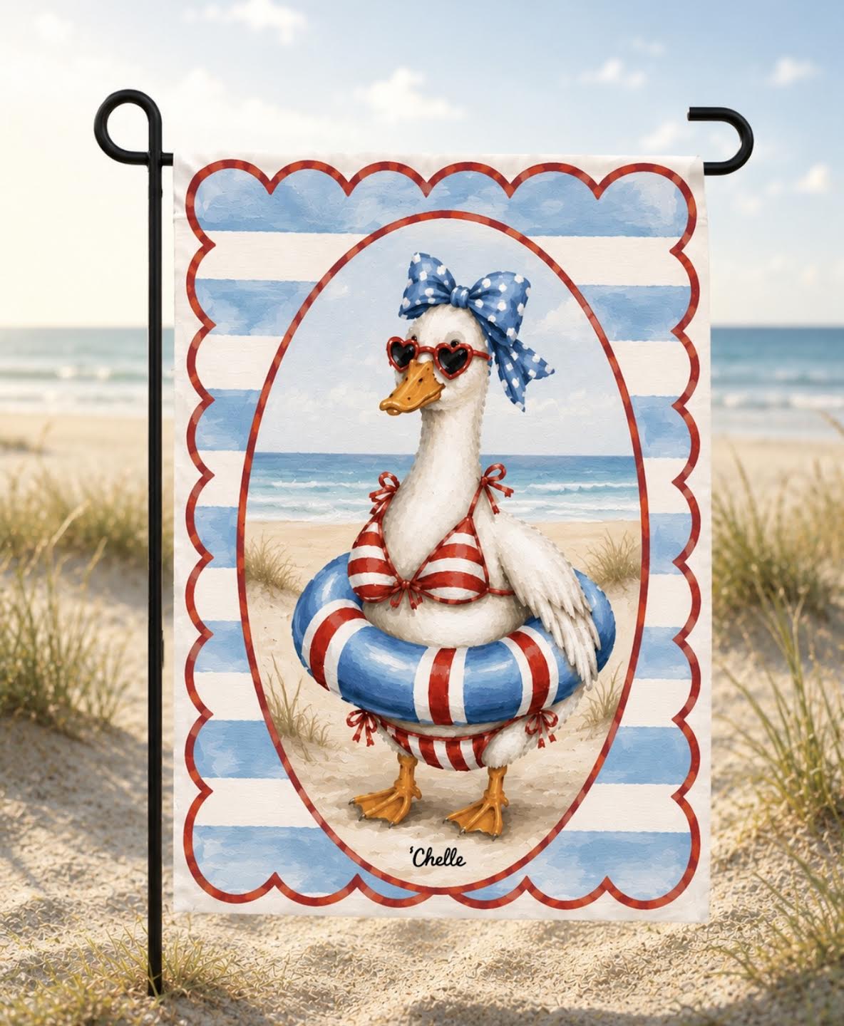 Garden Flag: Pool Party Goose