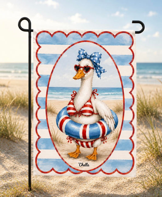 Garden Flag: Pool Party Goose