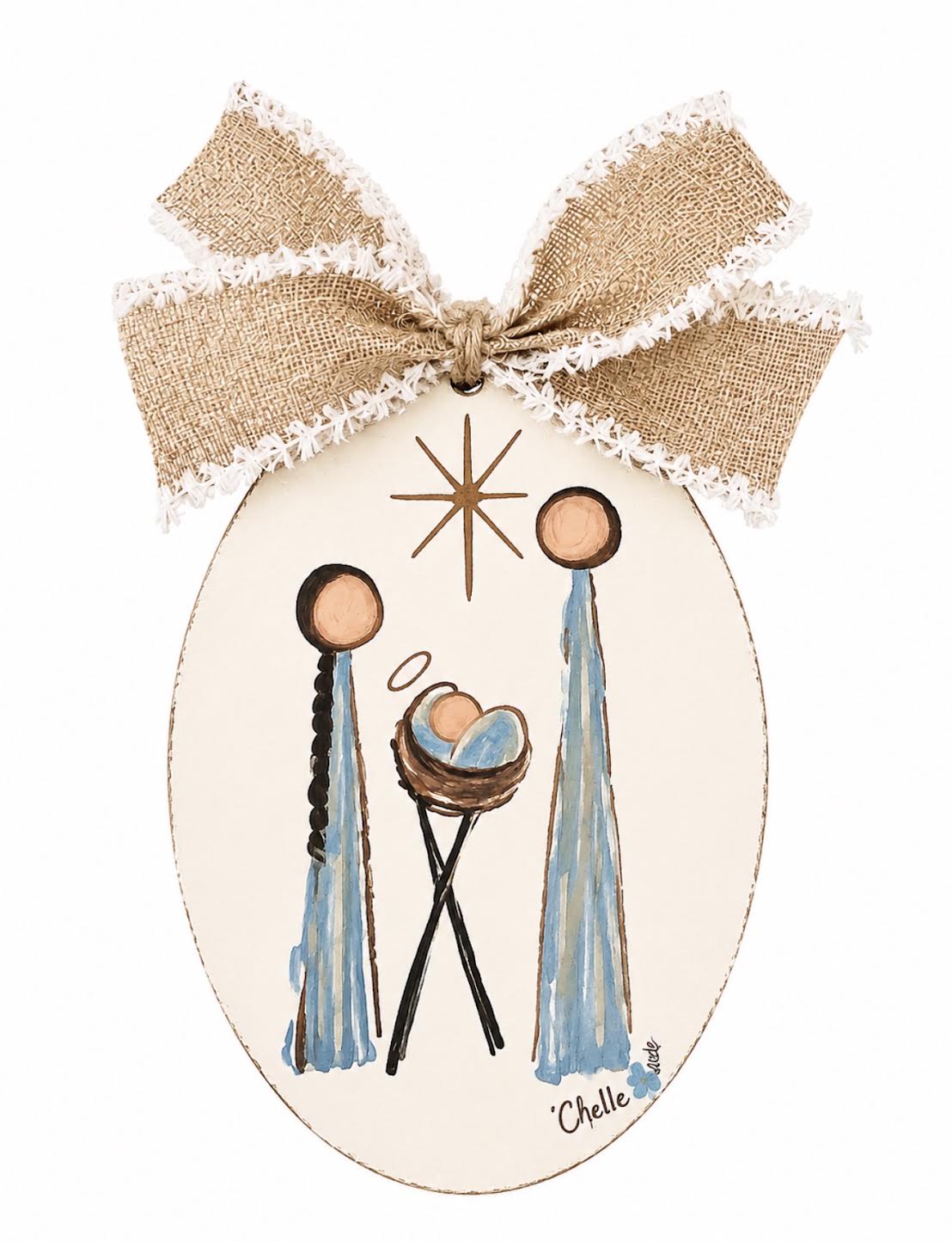 Christmas Ornament: Three in Blue Nativity