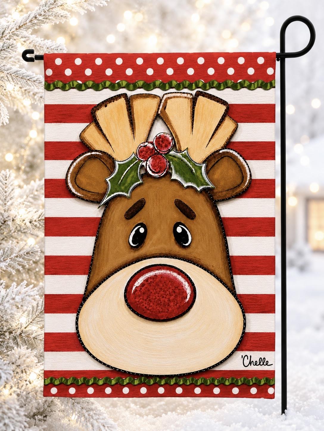 Garden Flag: Hollis the Reindeer