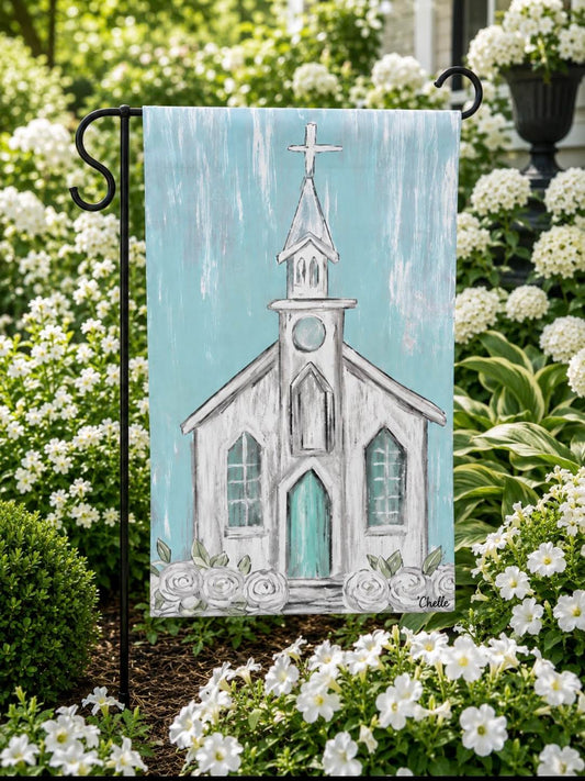 Garden Flag: Aqua Country Church