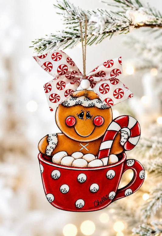 Christmas Ornament: Gingerbread Man in a Teacup
