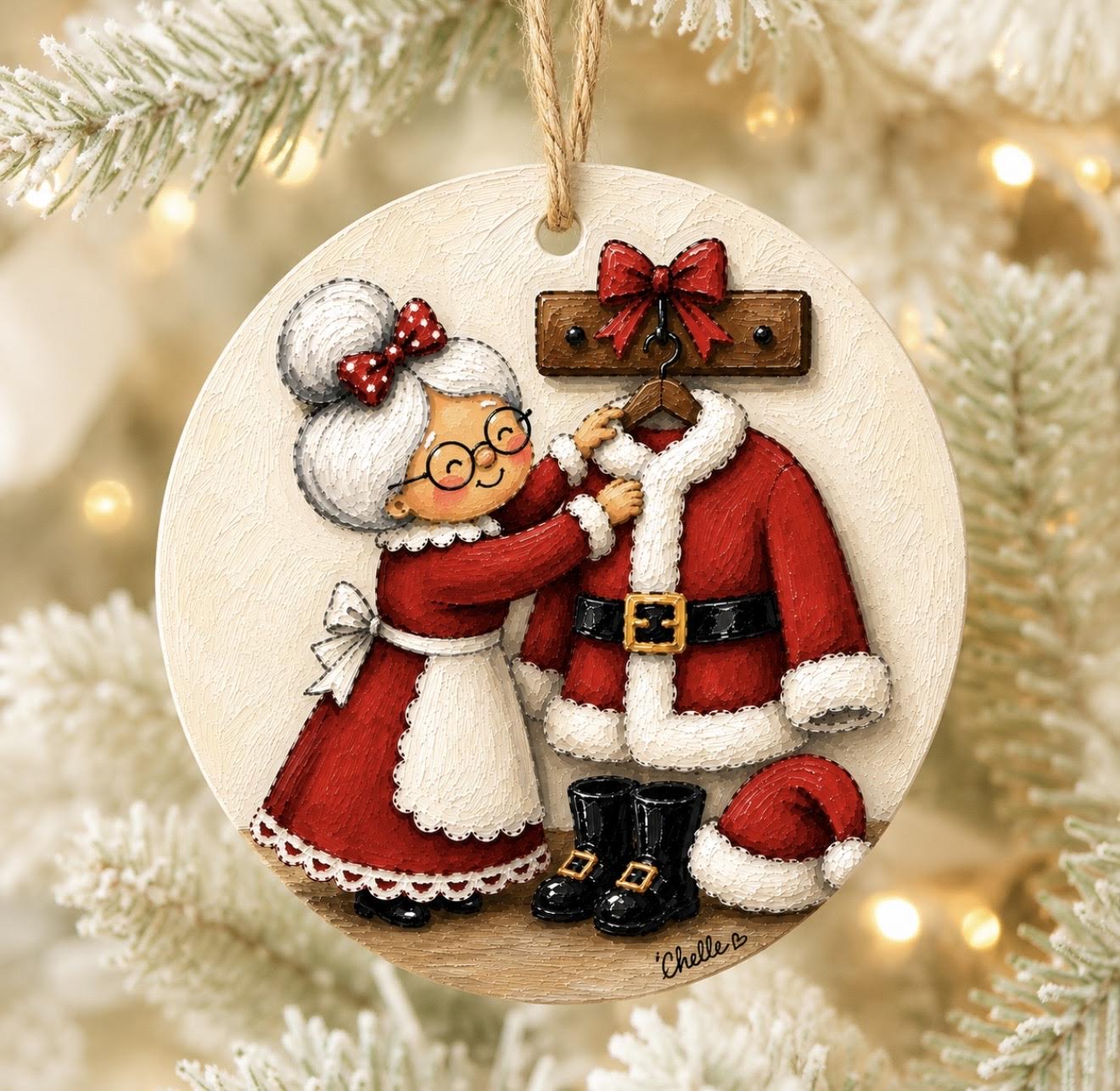Christmas Ornament: Mrs. Claus & Santa's Coat