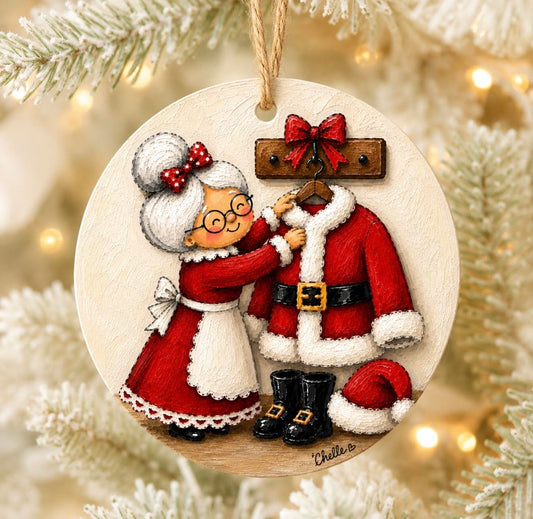 Christmas Ornament: Mrs. Claus & Santa's Coat