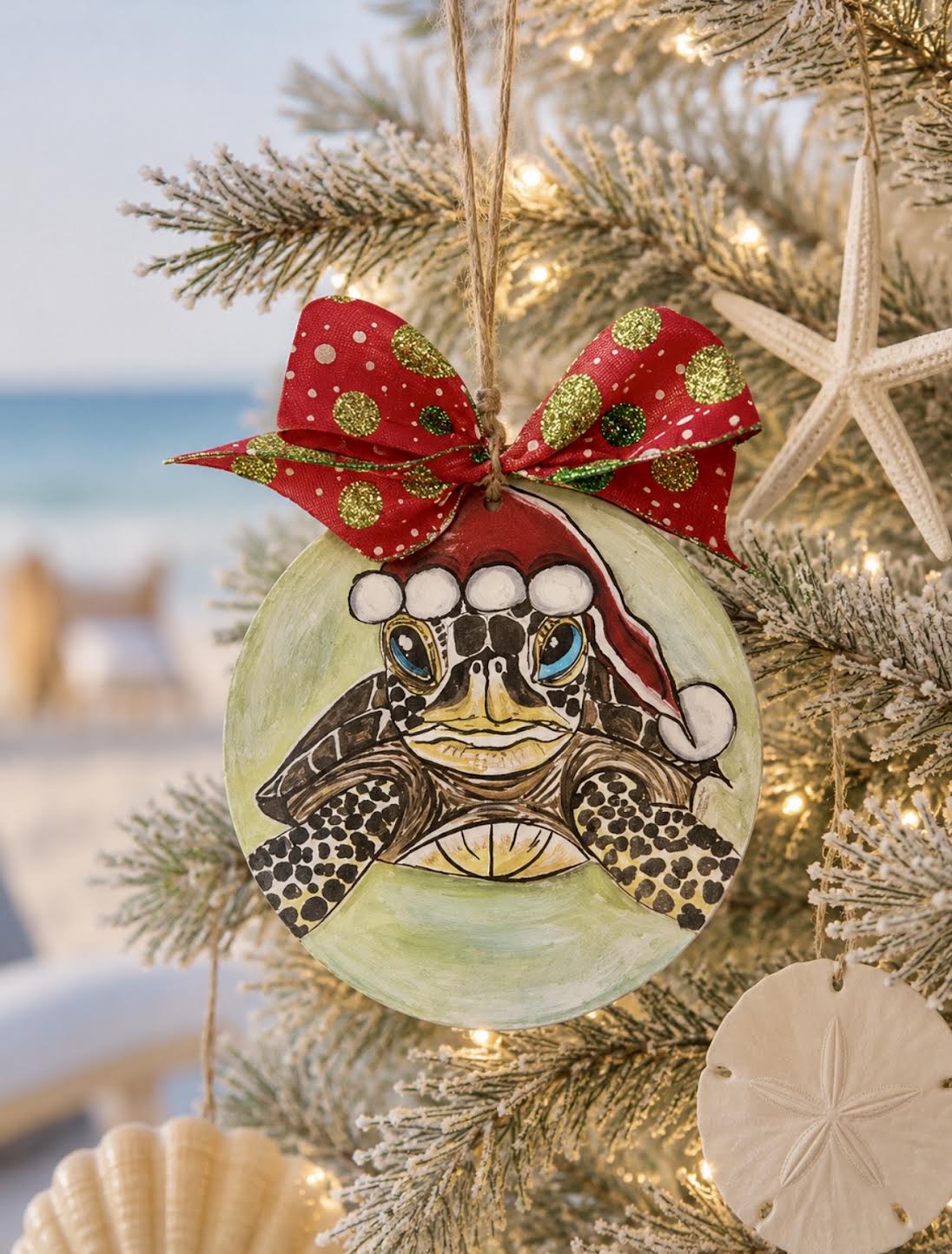 Christmas Ornament:  Santa Sea Turtle