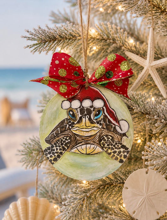 Christmas Ornament:  Santa Sea Turtle