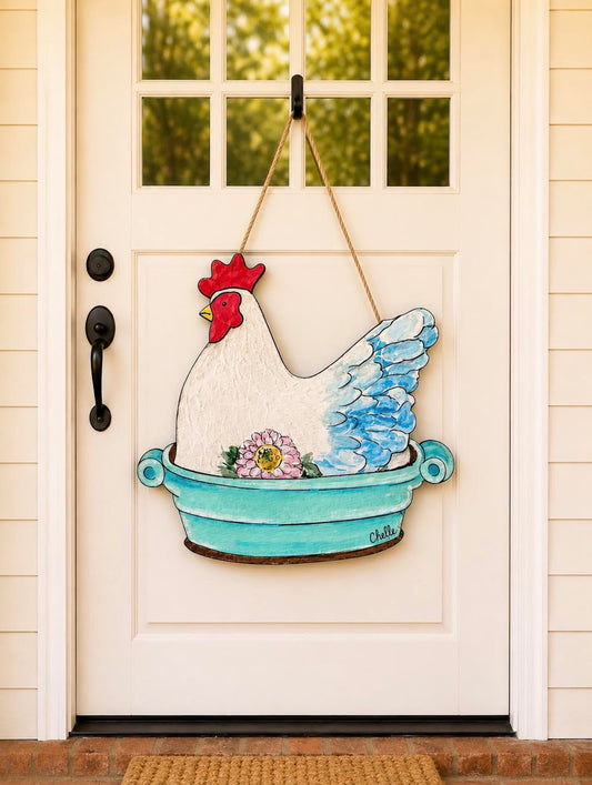 Door Hanger:  Rooster in a Pan