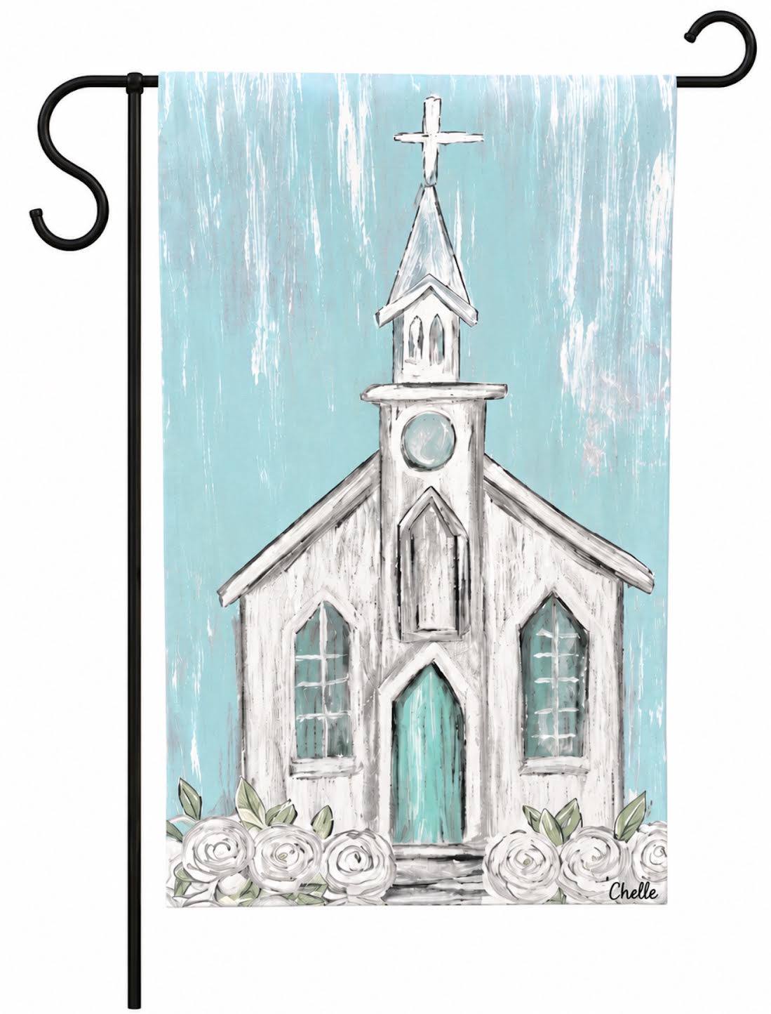 Garden Flag: Aqua Country Church