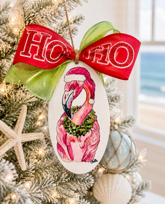 Christmas Ornament:  Santa Flamingo