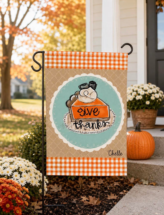 Garden Flag: Fall Thanksgiving Pumpkin Pie