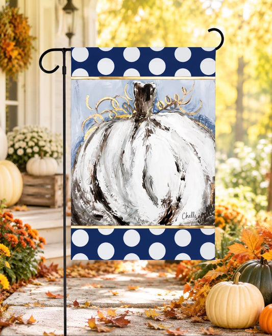 Garden Flag: Fall White Pumpkin
