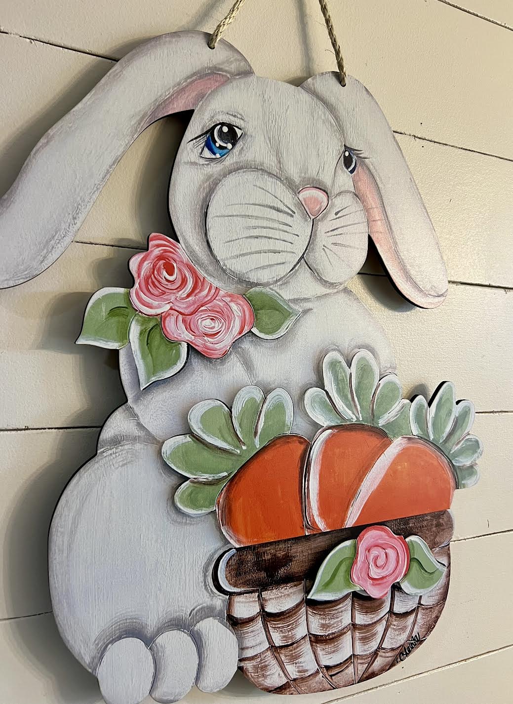 Door Hanger: Wynonna the Bunny with a Basket, Large