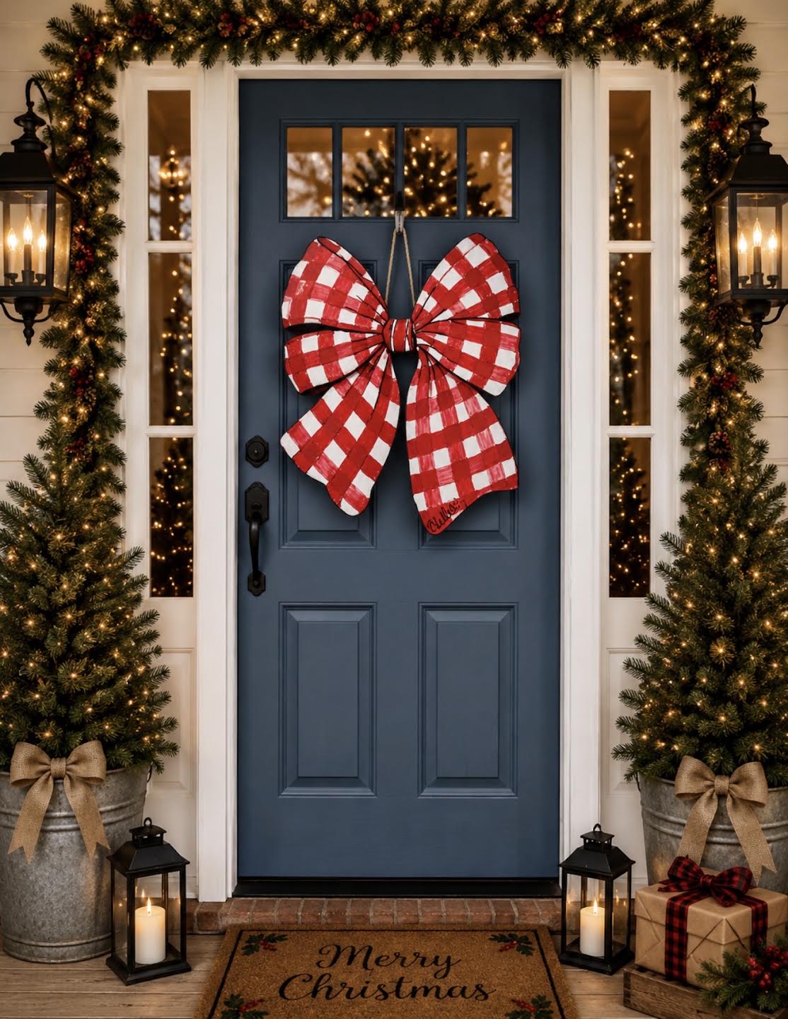 Door Hanger: Red Gingham Bow