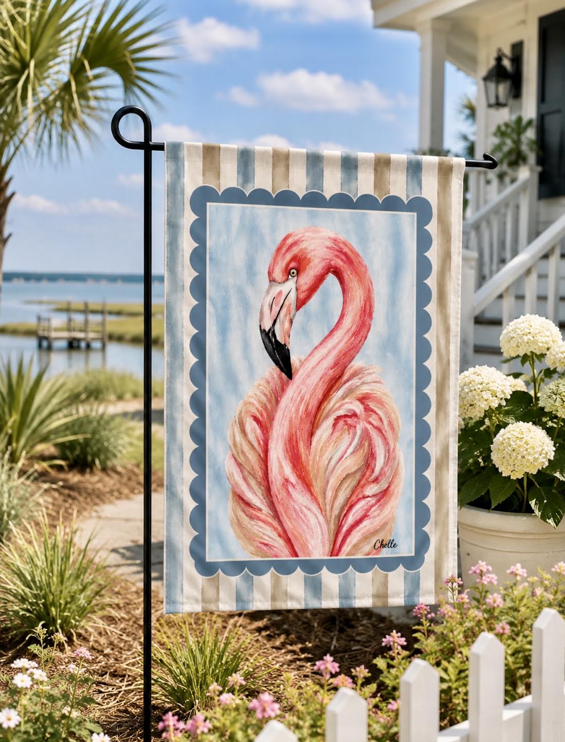 Garden Flag: Hallie the Flamingo