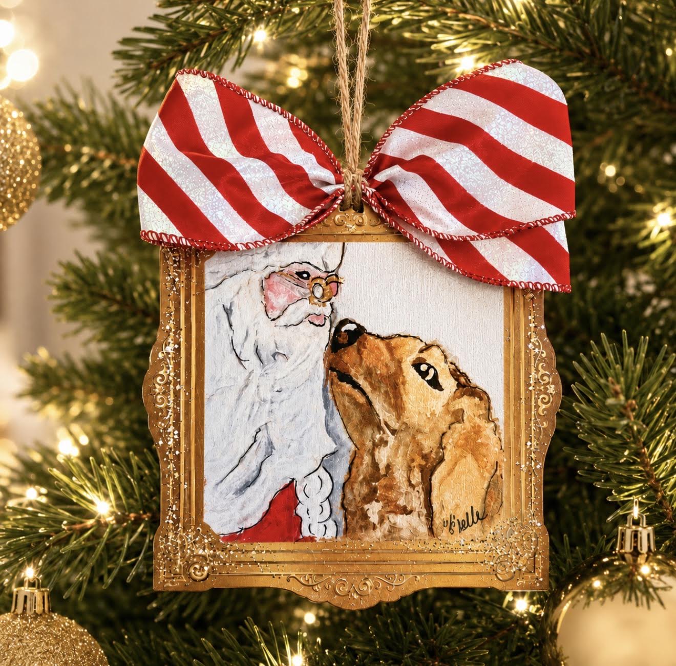 Christmas Ornament; Santa & His Dog