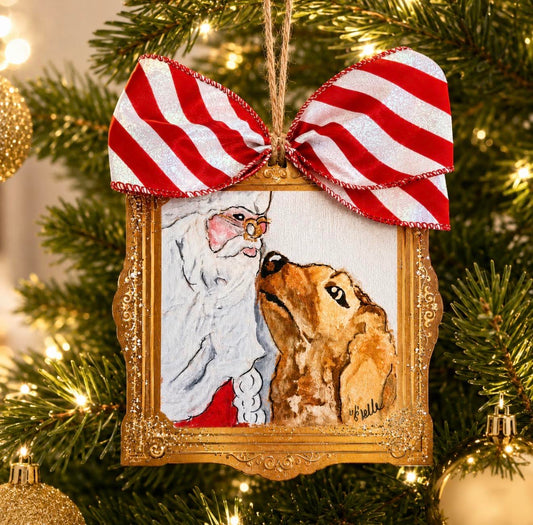 Christmas Ornament; Santa & His Dog