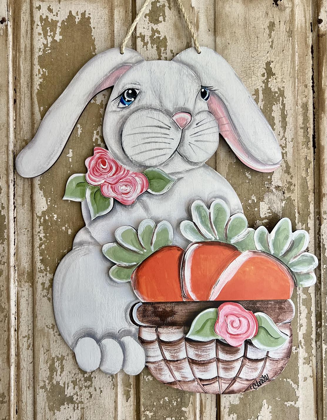 Door Hanger: Wynonna the Bunny with a Basket, Large