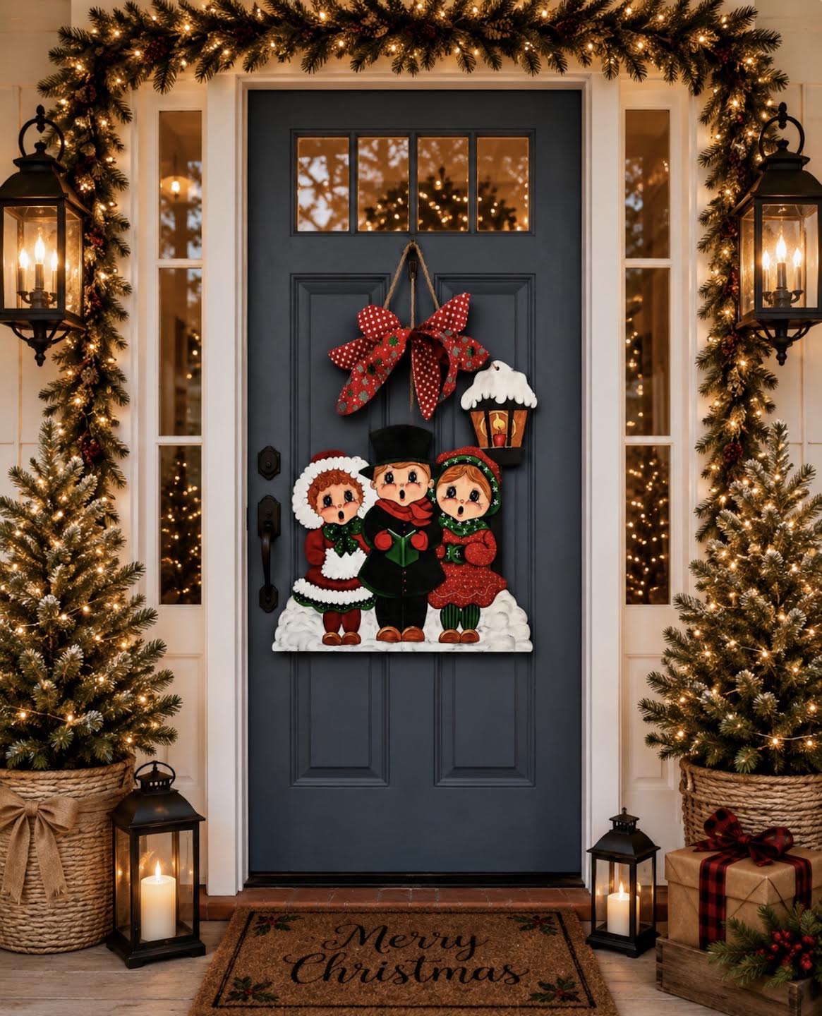 Door Hanger: Christmas, Vintage Carolers, Large