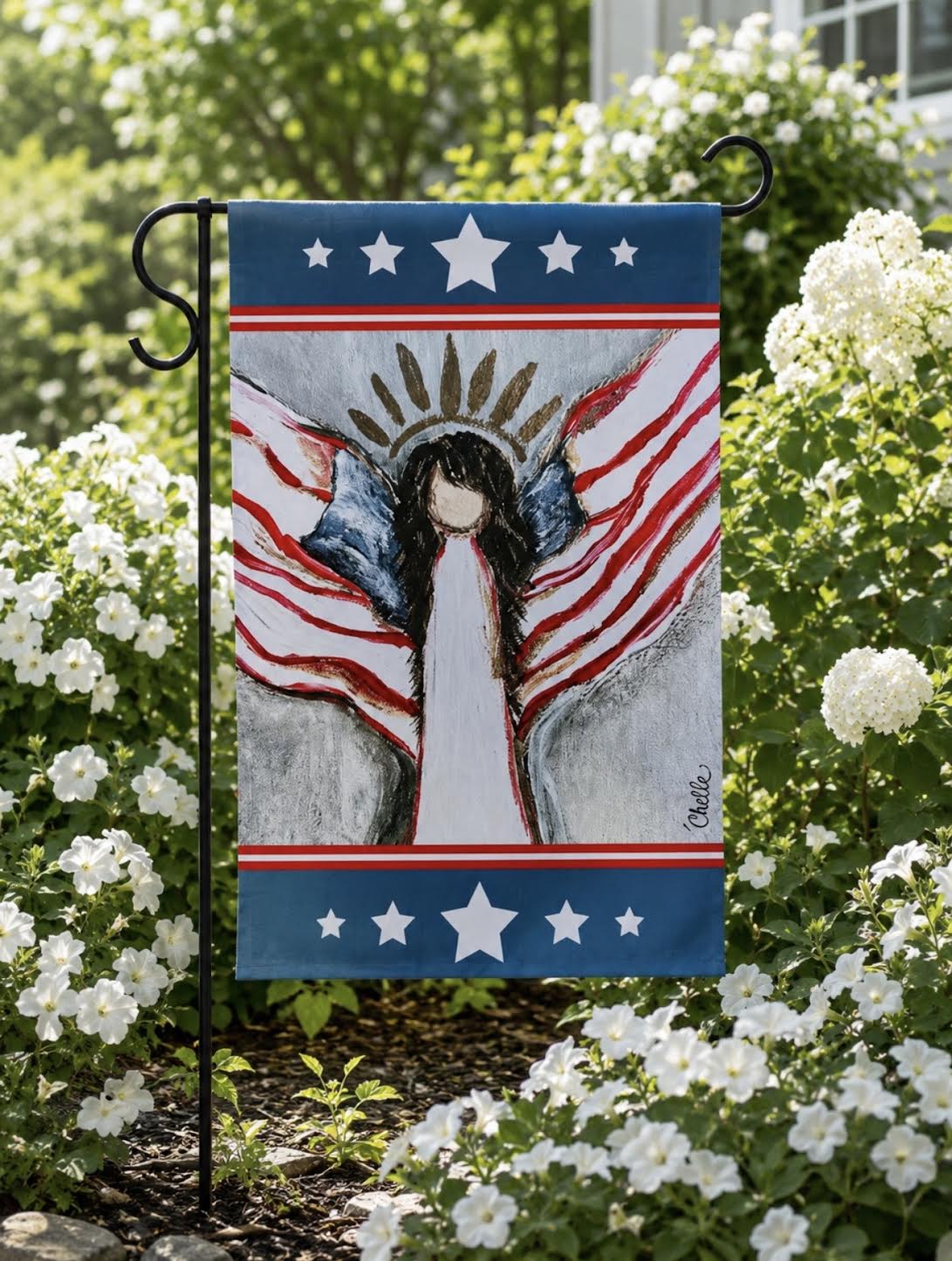 Garden Flag: Patriotic Dale, Angel, U.S.A.