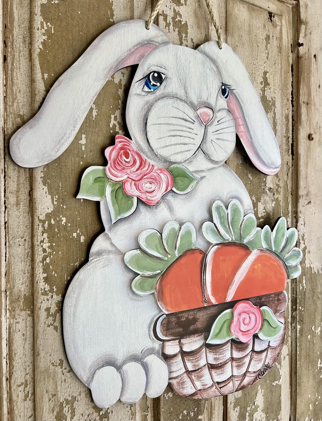Door Hanger: Wynonna the Bunny with a Basket, Large