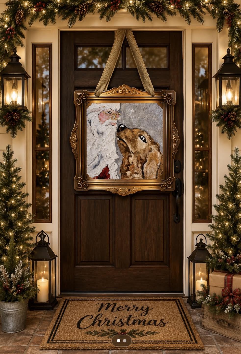 Door Hanger: Christmas, Santa & Man's Best Friend