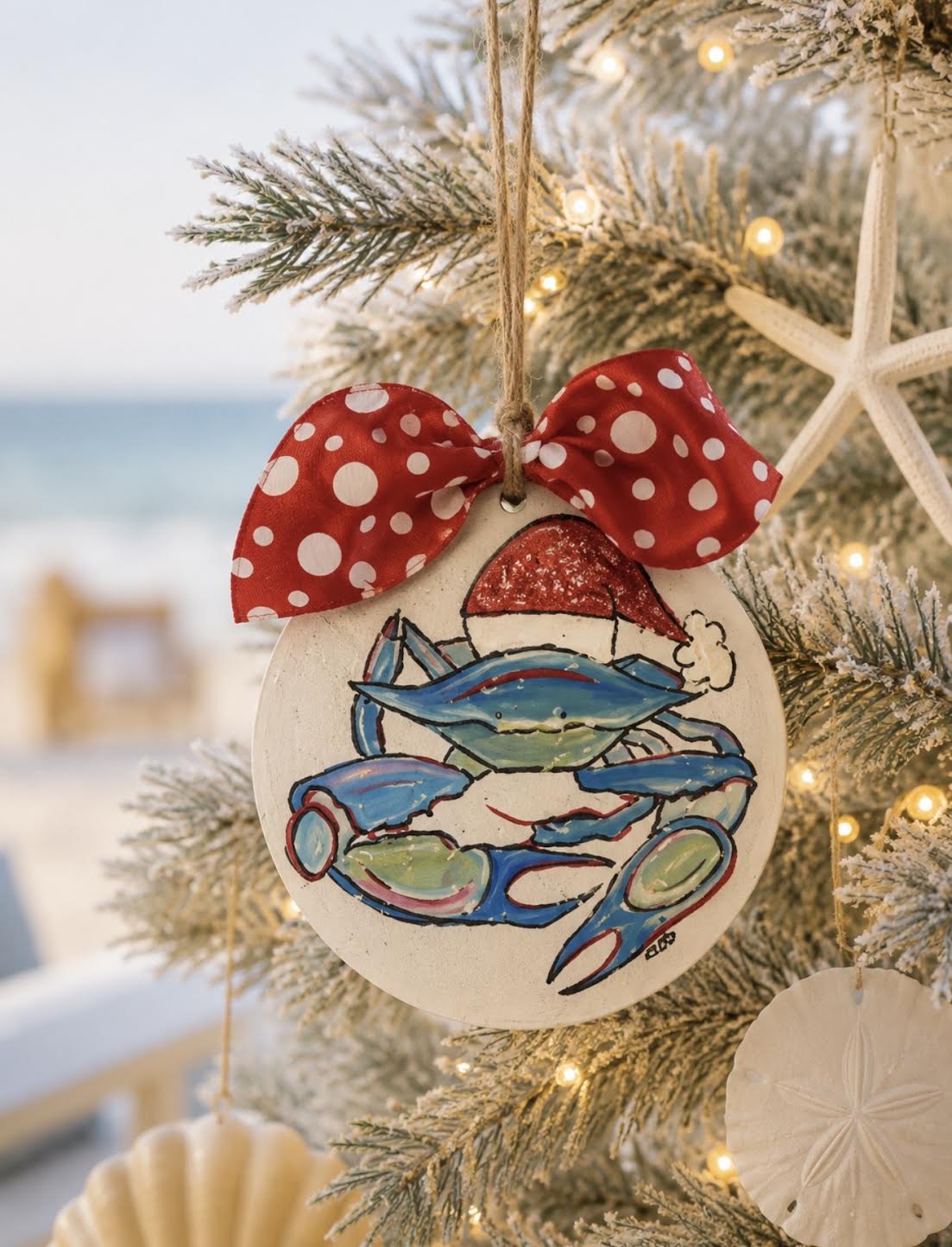 Christmas Ornament: Coastal Santa Crab