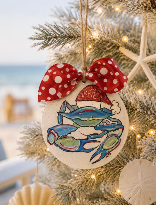 Christmas Ornament: Coastal Santa Crab