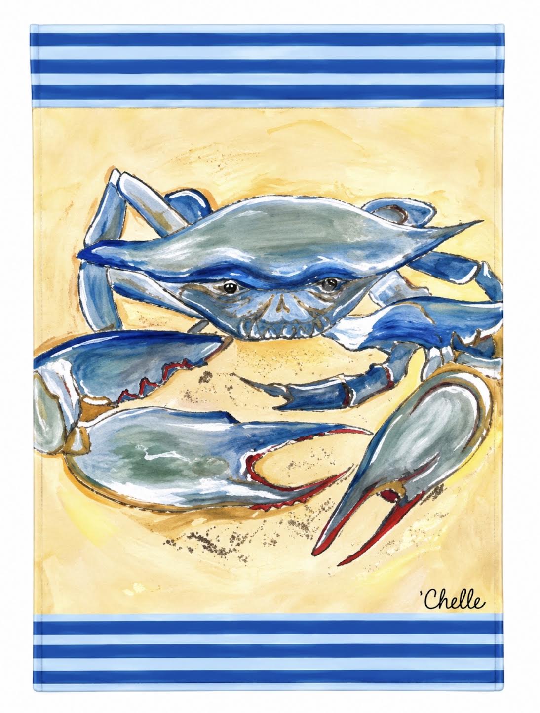 Garden Flag; Blue Crab with Mustard Background