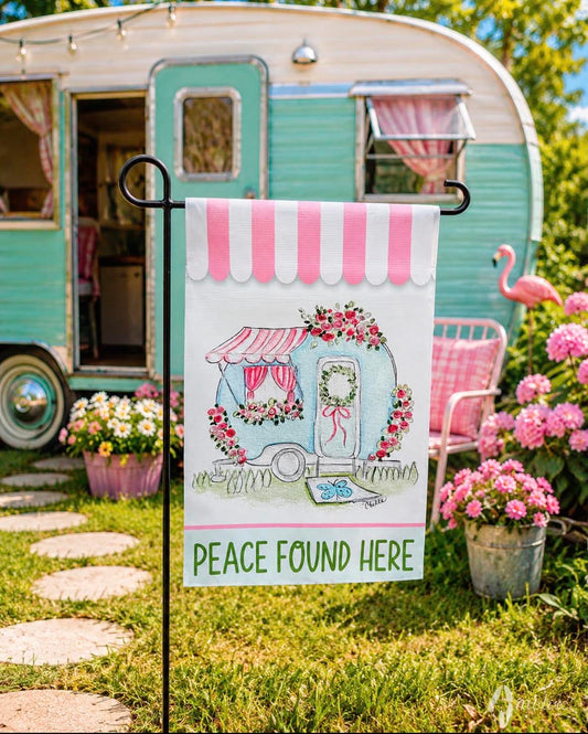 Garden Flag: Peace found Here, Camper