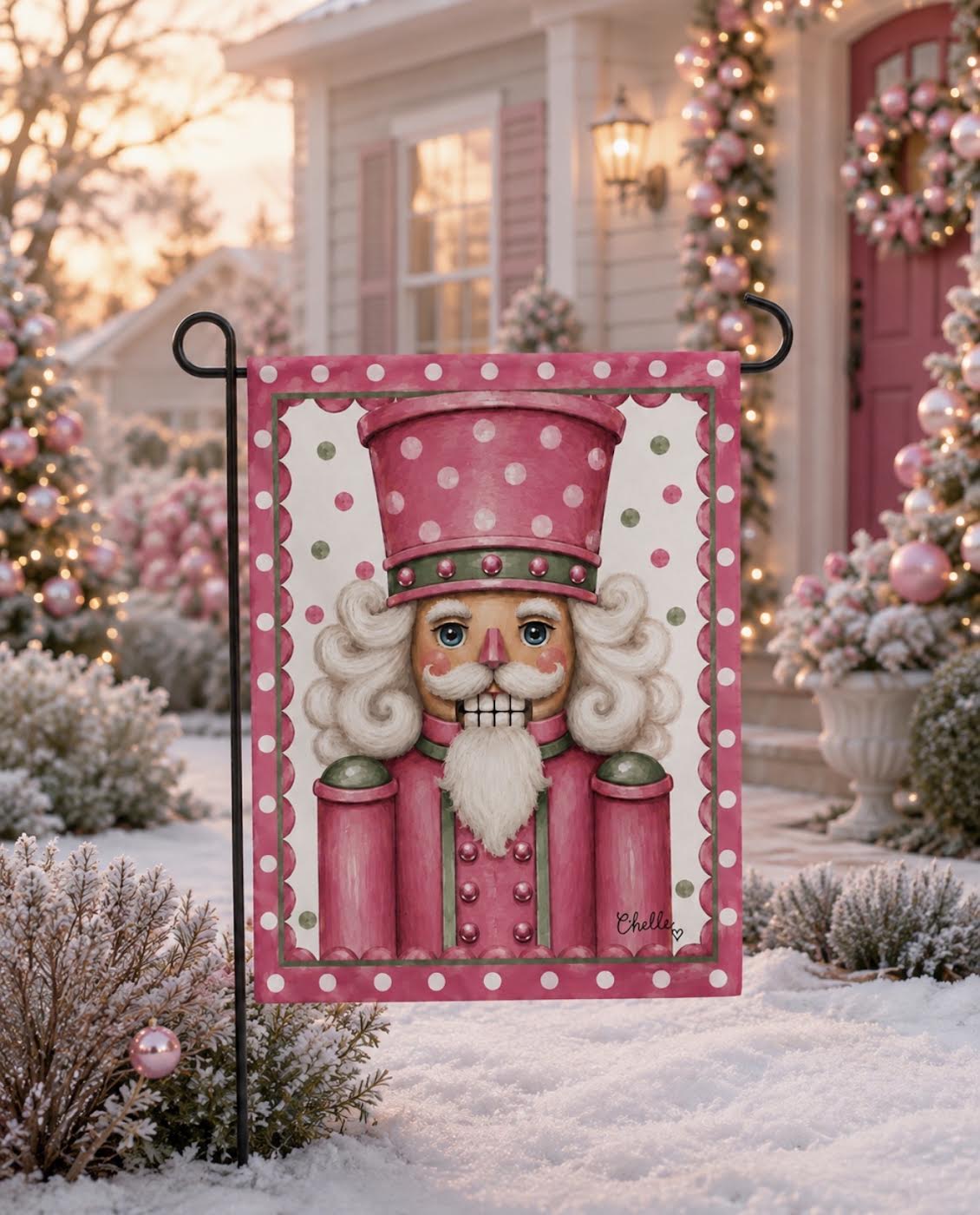 Garden Flag: Christmas Pink Nutcracker