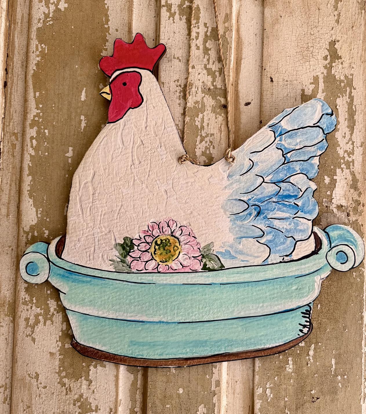 Door Hanger:  Rooster in a Pan