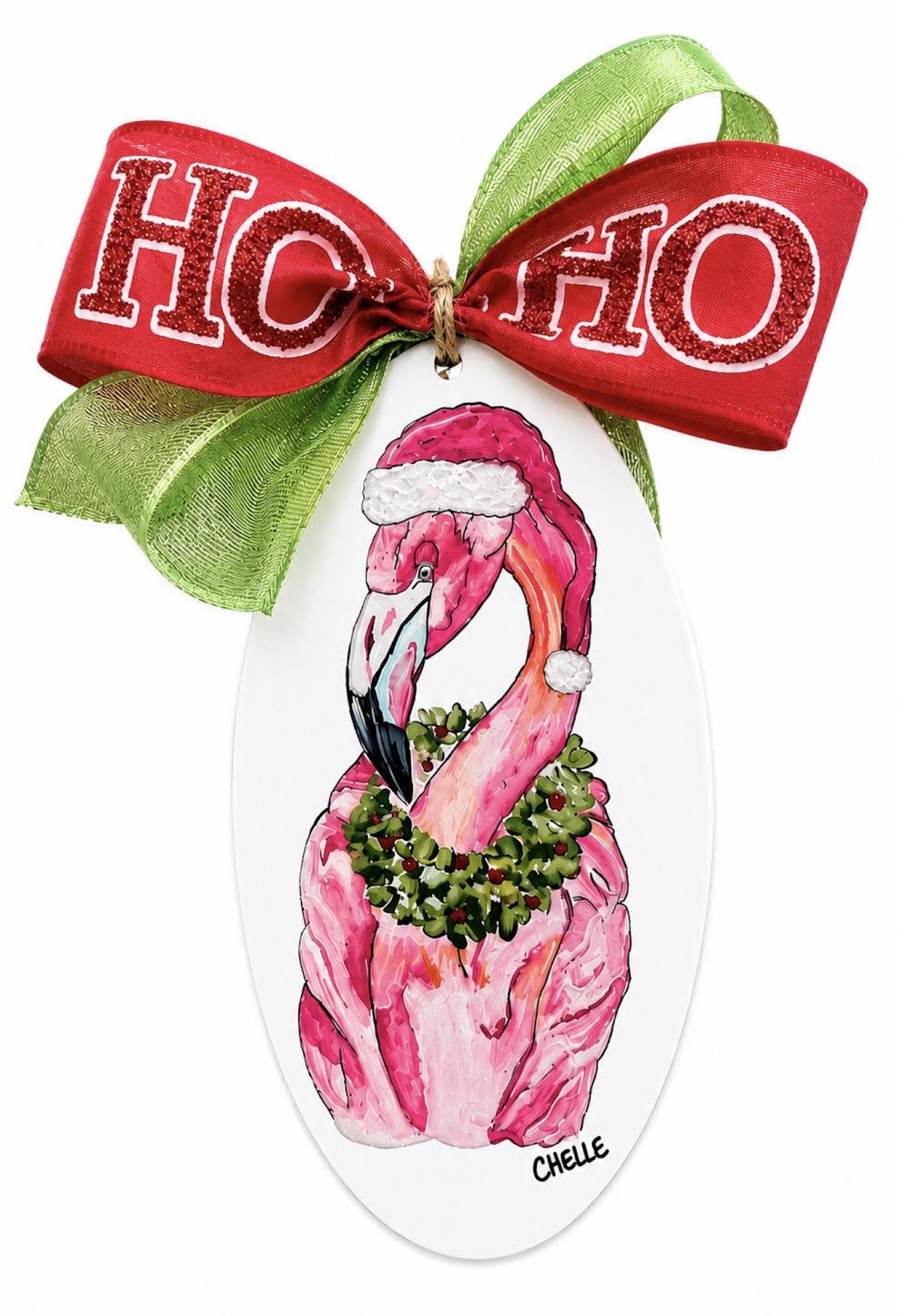 Christmas Ornament:  Santa Flamingo
