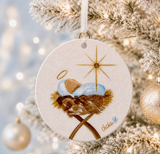 Christmas Ornament: Baby Jesus in Blue