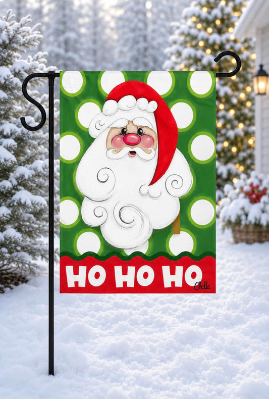Garden Flag, Santa, Green Background